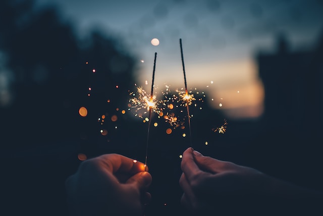 Sparklers at night